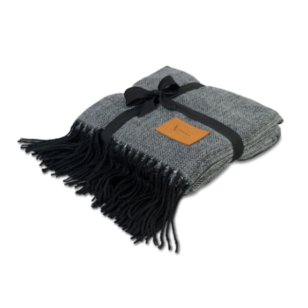 Herringbone Throw Blanket - Black